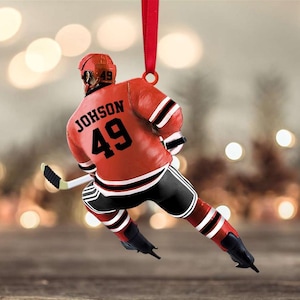 Personalized Hockey, Ice Hockey Ornament, 2D Flat Not 3D, Custom Hockey Ornament, Christmas Tree Decoration, Hockey Mom, Kid Ornament Gift