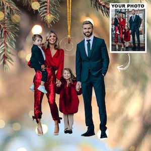 Personalized Photo Family Christmas Ornament, Custom Holiday Decoration Acrylic, Unique Family Keepsake Cutout,Memorable Xmas Acrylic
