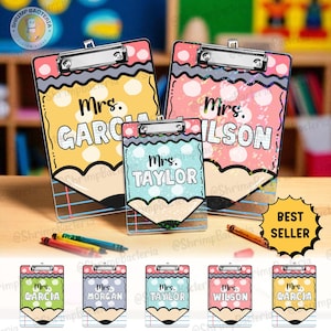 Custom Name Pencil Teacher Hologram Clipboard, Teacher Paper Clipboard,Colorful Classroom Decor,Teacher Back To Shool Appreciation Xmas Gift