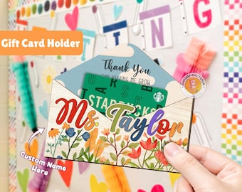 Presente de agradecimento ao professor, porta-cartão de presente personalizado para professor, porta-cartão de flores silvestres, presente de agradecimento ao professor, lembrança para professor, presente para professor