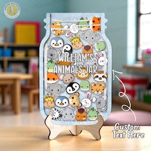 Custom Reward Jar with Animal Charm, Potty Training Jar, Classroom Teacher Star Jar, Gifts for Kids, Back to School Gift, Behavior Tokens