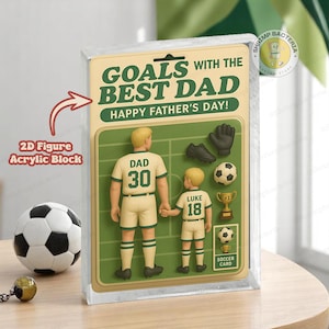 Placa de acrílico 2D com bonecos de futebol personalizados com o melhor pai, presente de dia dos pais para treinador de futebol, presente para marido e avô