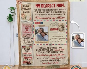 Personalized Grandma Blanket, Photo Blanket With Text, Custom Picture Blanket, Memorial Blanket, Gift For Grandma Nana Mom Mother's Day Gift
