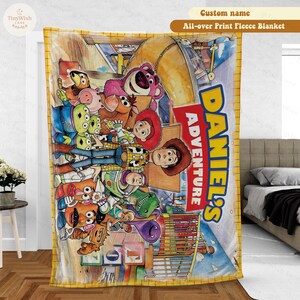 Custom Name Disney Toy Story Blanket, Woody Buzz Lightyear Jessie Blanket, Personalized Toy Story 5 Blanket, Toy Story 5 Gift for Boy, Girl image 8