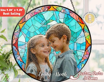 Personalized Family Portrait Stained Glass Suncatcher, Custom Family Portrait Suncatcher, Mom Gifts From Kids, Gifts For grandma, Mom Gifts