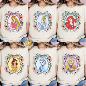 Coquette Bows Watercolor Disney Princess Shirt, Retro Comfort Colors Disney Princess Toddler, Disney Girl Trip Magic Kingdom Disneyland Gift
