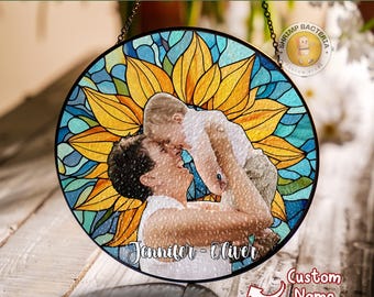Atrapasueños de vitral con retrato de abuela personalizado, para colgar en la ventana, regalos para abuelas primerizas, regalos para mamás primerizas 2025, regalo para el Día de la Madre para la abuela