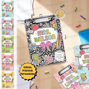 Custom Name Composition Book Teacher Clipboard, Teacher Appreciation Gift, Teacher Name Apple Clipboard, Back To School Gift,Classroom Decor