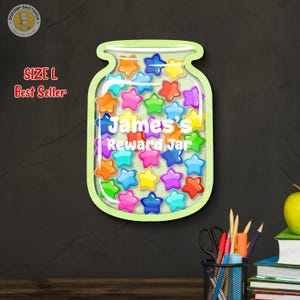 Barattolo di ricompensa personalizzato con sorriso a forma di stella, regalo per il ritorno a scuola, sistema di ricompensa per il comportamento dei bambini, barattolo di ricompensa personalizzato, regali per bambini, barattolo a forma di stella