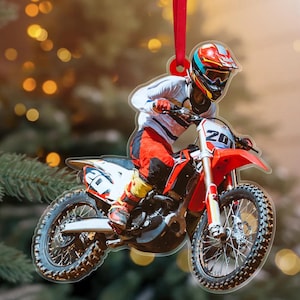 Custom Photo Motocross Christmas Ornament, Christmas Tree Hanging Decor, Flat 2D Ornament Acrylic,  Dirt Bike Ornament, Christmas Gift
