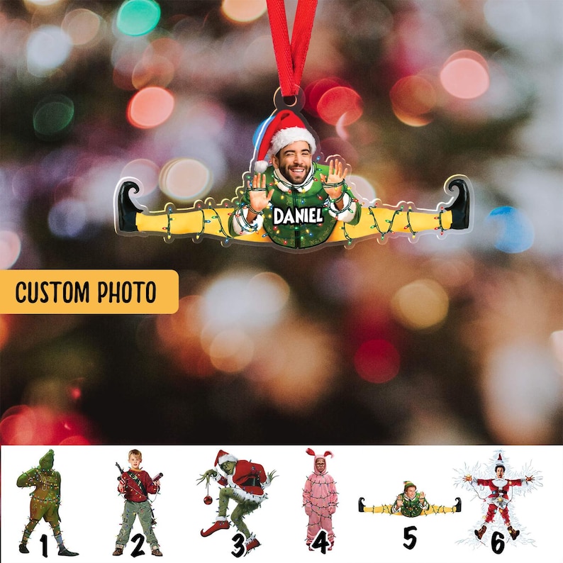 Split Face Ribben Personalized Funny Christmas Custom Face Family Kids Friends, Custom ...