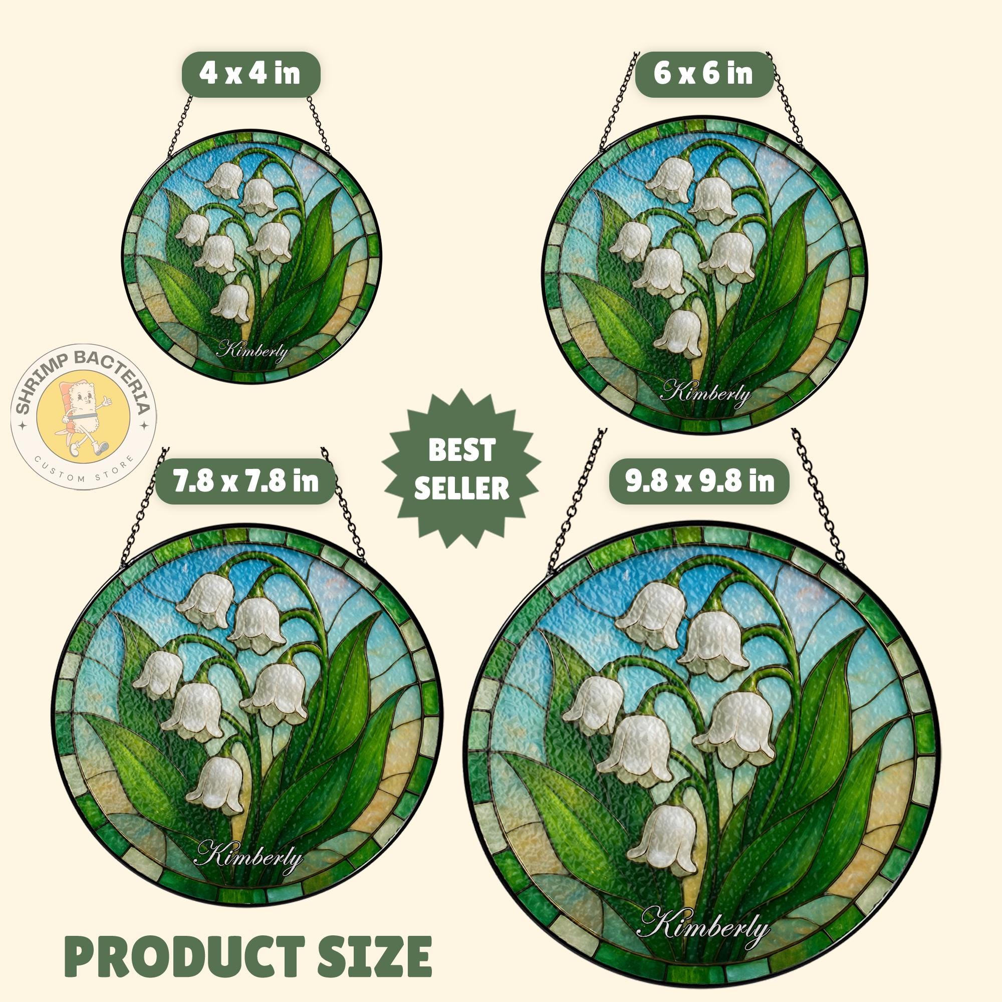 Custom Name Lily of Valley Flower Stained Glass Suncatcher, Lily of ...