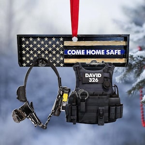 Custom Police Bulletproof Vest, Sheriff Uniform, Police Uniform Car Ornament, Gift For Police, Ornament Personalized Police Flat Acrylic