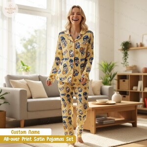 Conjunto de pijama personalizado con nombre estampado, pijama de Nick Wilde de Zootopia, pijama de satén personalizado de Judy Hopps y Nick Wilde, regalo de cumpleaños para niños imagen 5