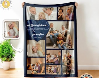 Personalized Memorial Blanket, Memorial Custom Photo Blanket, Loss of Father Mother Gift, Remembrance Gift, Mother's day In Memory Of Photo.