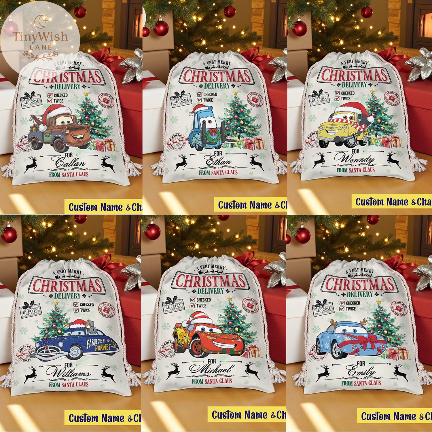 Discover North Pole Santa Sack, Personalized Disney Car Special Delivery Christmas Sacks, Lightning McQueenn Sack, A Very Merry Christmas Disney Sack