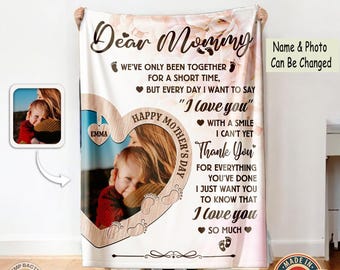 Manta fotográfica personalizada, manta fotográfica con texto, regalo personalizado, manta conmemorativa, manta fotográfica para mamá, regalo del Día de la Madre, regalo para ella.