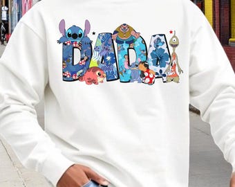 Custom Lilo and Stitch Dad Shirt, Stitch Tumbler Cartoon Shirt, Father's Day Gift, New Dad Shirt, Gift for Dad, Ohana Tee, Disney Matching