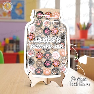 Personalized Animal Paw Reward Jar Name, Magnet Token Classroom Teacher, Gift For Kid, Good Behavior Gift, Kindness Gift Class Reward Jar
