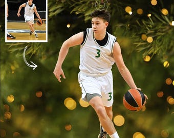 Personalized Basketball Christmas Ornament, Custom Sport Player Ornament, Kids Christmas Gift,  Basketball Player Gift, Basketball Team Gift