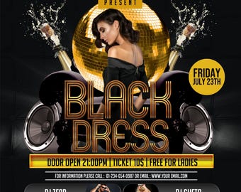 Canva Black Dress Party Flyer