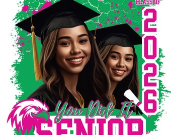 2026 Graduation Design T-Shirt Pink Green