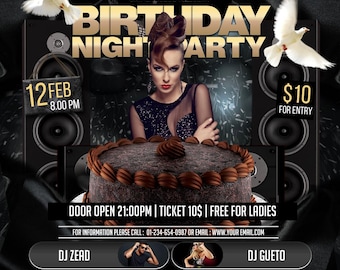 Canva Birthday Night Party Flyer