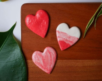 Lot de 3 aimants pour réfrigérateur en forme de coeur pour la Saint-Valentin