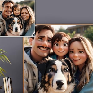 Custom Couple Portrait Pixar, Pixar Character Portrait, Cartoon Style Couple, Pet Cartoon Pixar Style Portrait from Photo, Valentines Gift
