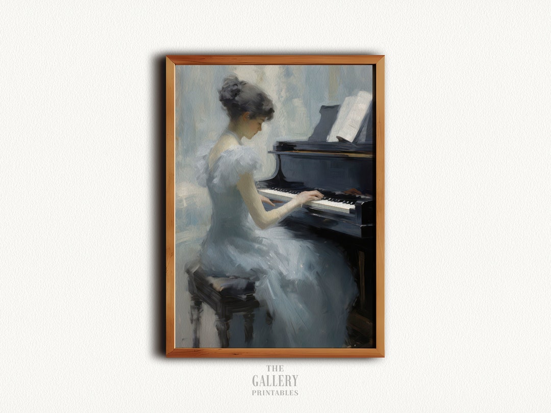 Vintage Woman Playing Piano Art Print, Victorian Portrait (digital ...