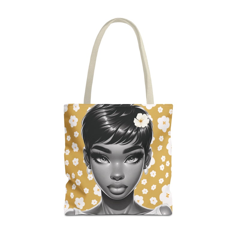 Bolso de mano de belleza de flor, bolso de mano afroamericano, tote de melanina, tote de chica negra, bolso de mano para mujeres negras, bolsa de compras de melanina, bolsa de regalo imagen 5