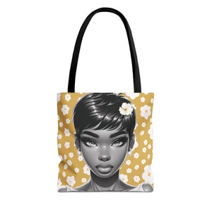 Bolso de mano de belleza de flor, bolso de mano afroamericano, tote de melanina, tote de chica negra, bolso de mano para mujeres negras, bolsa de compras de melanina, bolsa de regalo imagen 2