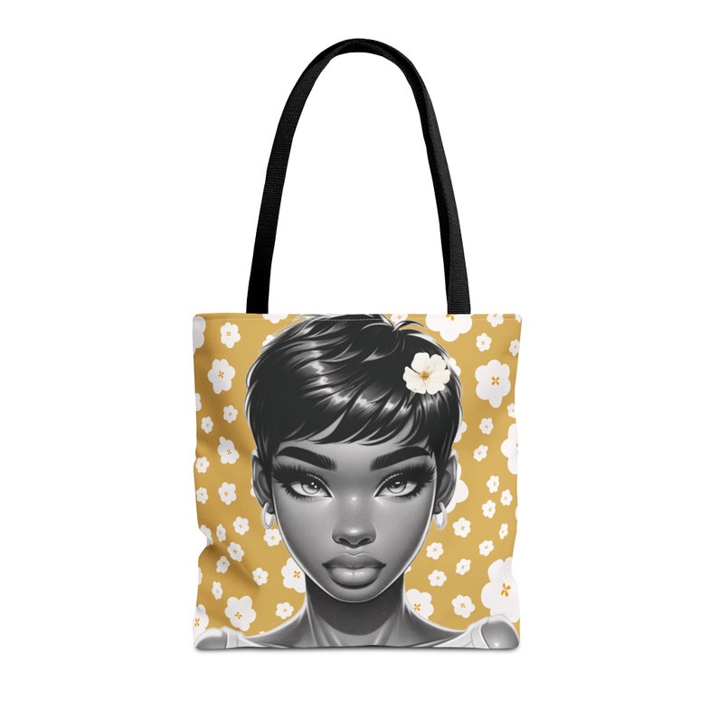 Bolso de mano de belleza de flor, bolso de mano afroamericano, tote de melanina, tote de chica negra, bolso de mano para mujeres negras, bolsa de compras de melanina, bolsa de regalo imagen 1