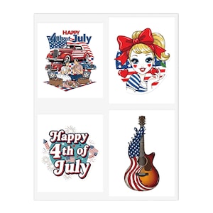 4th of July Sticker Sheet: Patriotic USA Flag Vinyl Stickers