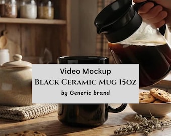 Black Ceramic Mug Video Mockup  15 oz (Generic Brand)