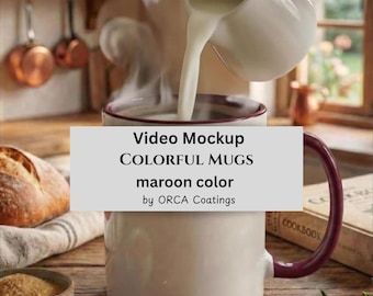 Colorful Mugs Video Mockup, Maroon, 11oz, by ORCA Coatings for POD Sellers