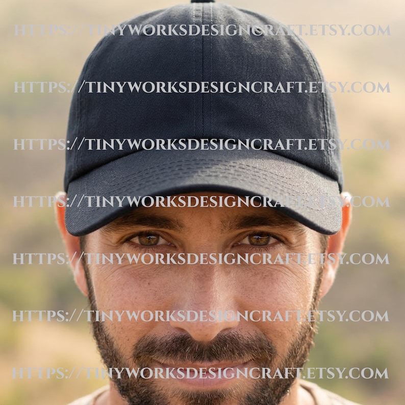 May include: A navy blue baseball cap with a curved brim. The cap is made of a durable fabric and has a classic six-panel design. The Etsy shop URL is visible on the image.
