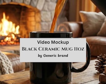 Maqueta de video de taza de cerámica negra de 325 ml (marca genérica)