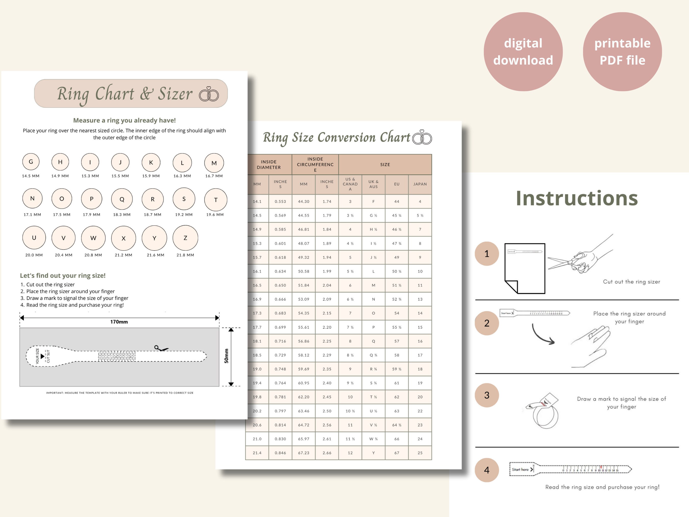 Printable Ring Size Chart Ring Size Measure Tool International Ring ...