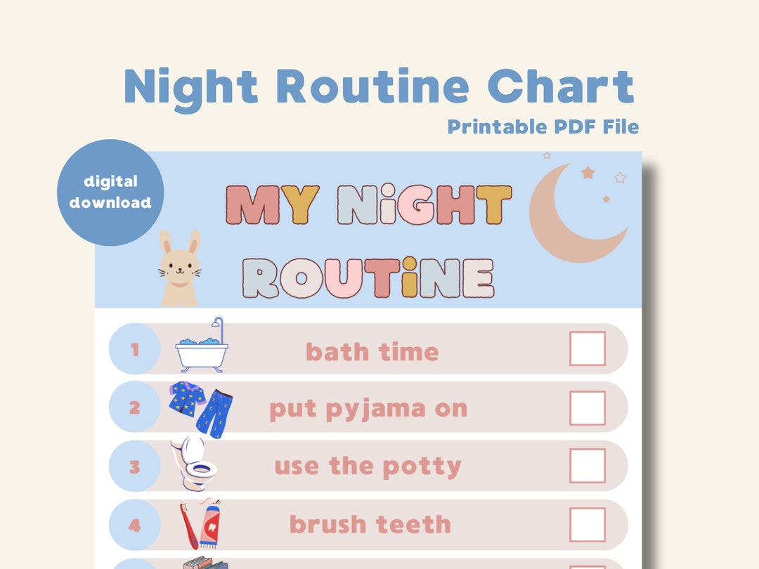Night Routine Chart for Children - Etsy