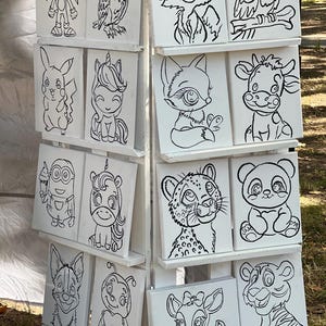 Kids Painting Canvas Kit - 3D Outline Animal Art - DIY Coloring Canvas for Kids - Pre Drawn Stretched Canvas - 8x10 Blank Canvas for Paintin