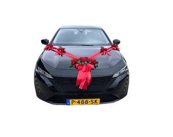 AMADA Luxury Wedding Car Decoration Wedding Decoration Red Roses with Ribbons