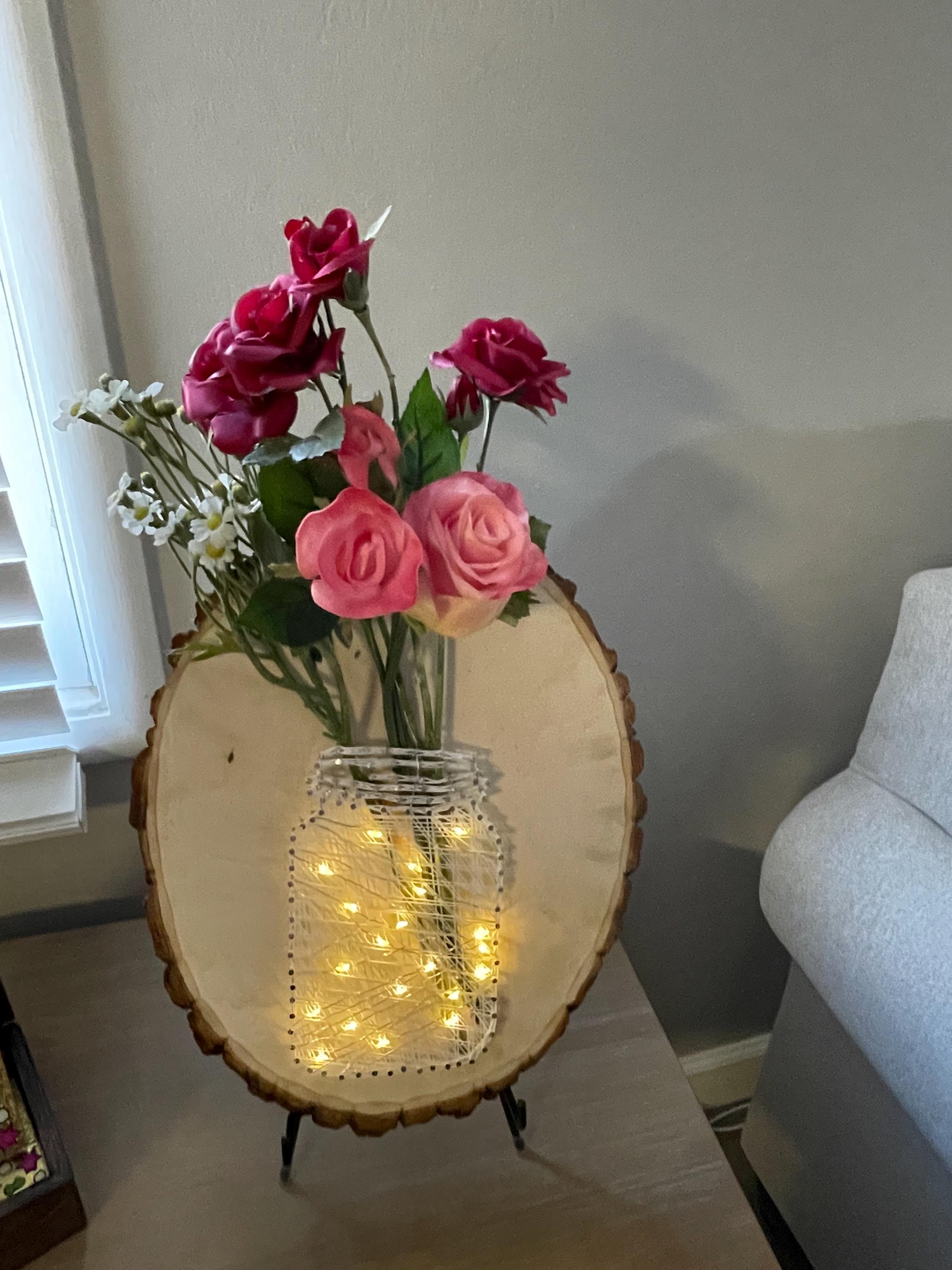 String Art Floral Centerpiece With LED Fairy Lights - Etsy