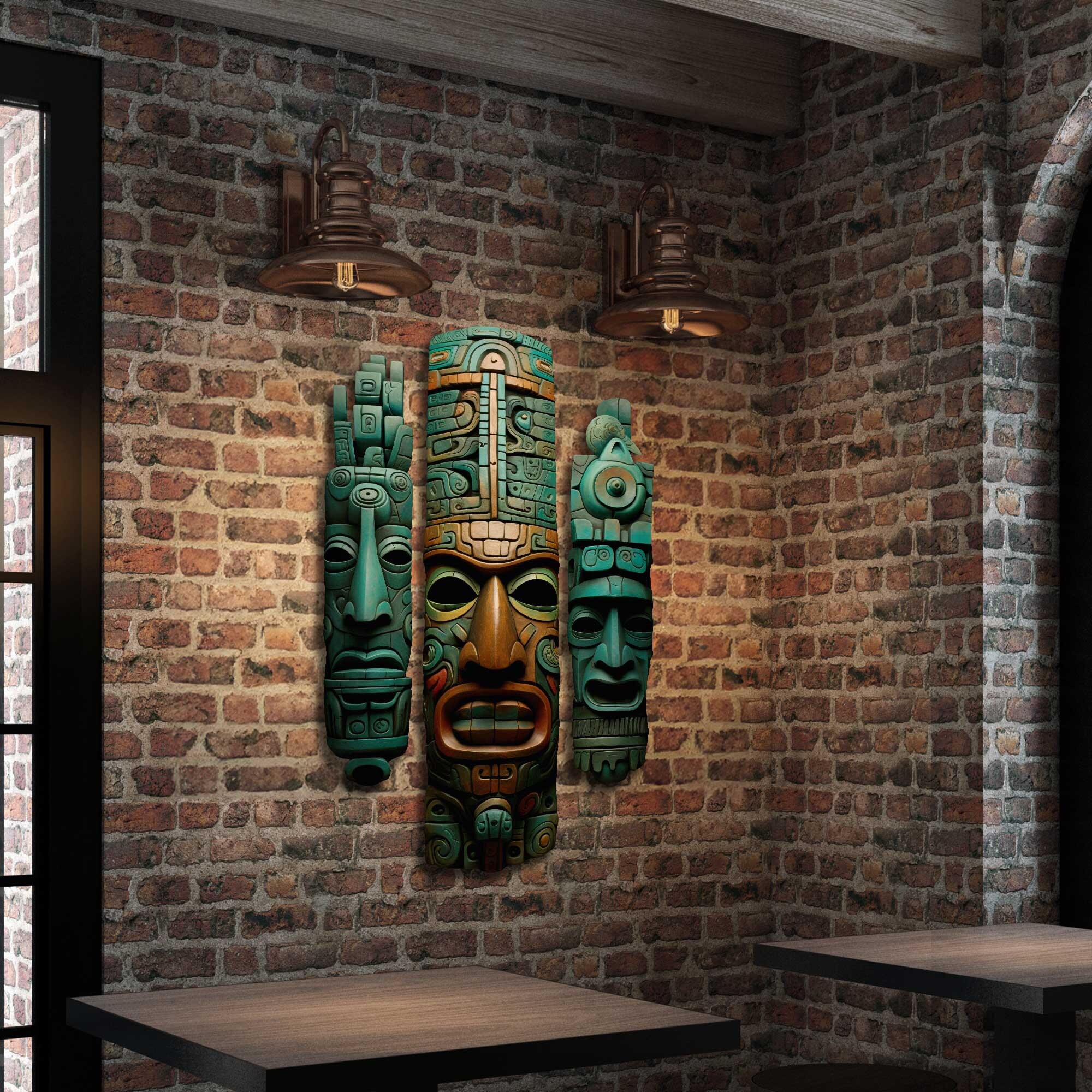 Aztec Totem Trio: Metal African Ethnic Wall Decor - Etsy