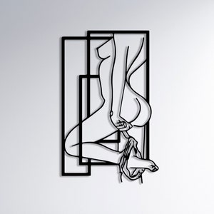 Seductive Female Silhouette Metal Wall Art, Sensual Female Figure, Woman Black Metal Art, Modern Home Decoration, Woman Body Decor Gift