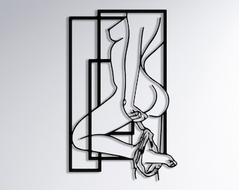 Seductive Female Silhouette Metal Wall Art, Sensual Female Figure, Woman Black Metal Art, Modern Home Decoration, Woman Body Decor Gift