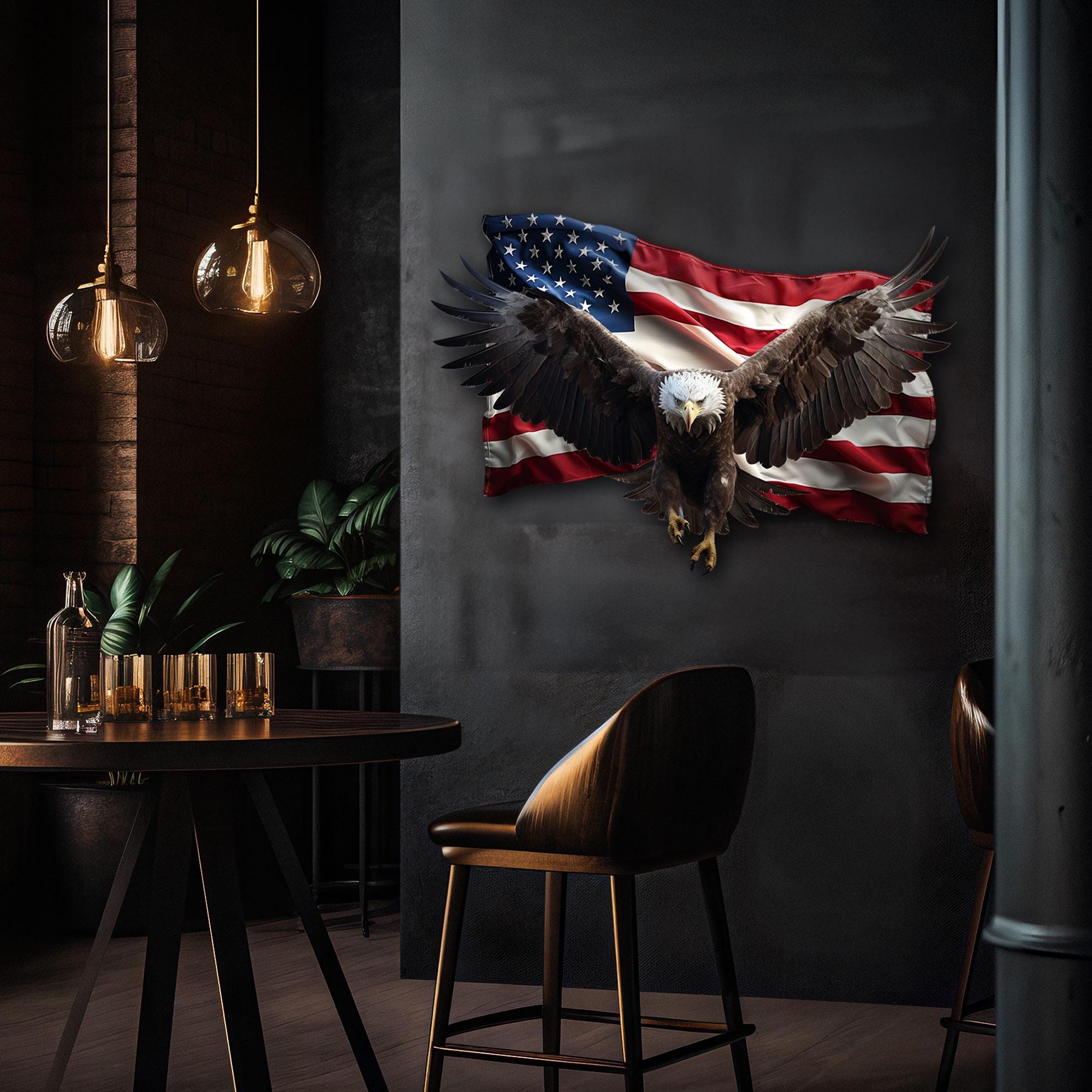 Bald Eagle Metal Wall Art: American Flag Patriotic Decor - Etsy