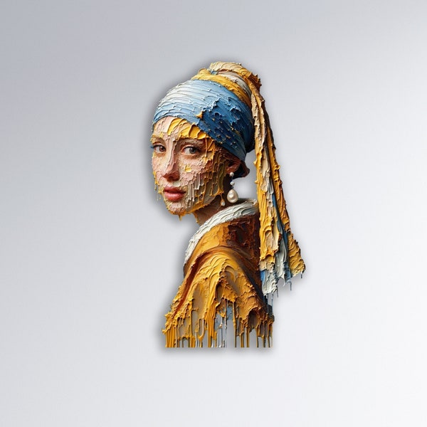 Girl with a Pearl Earring Metal Wall Art, Girl with a Pearl Earring Colorful Metal Wall Decor, Pearl Earring Girl Metal Wall Art, Metal Art