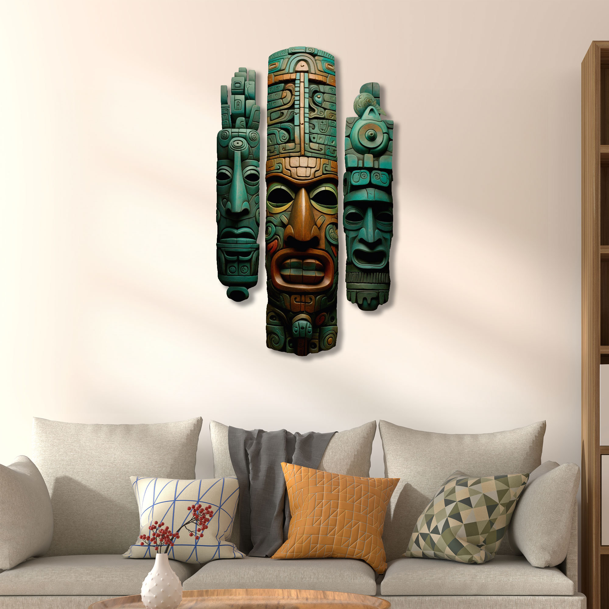 Aztec Totem Trio: Metal African Ethnic Wall Decor - Etsy