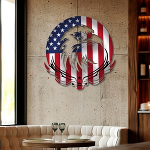 Metalen muurkunst adelaar Amerikaanse vlag: patriottisch interieur